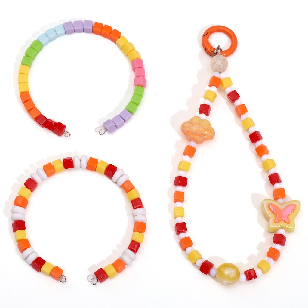 144Pcs Acrylic Solid Color Three-dimensional Square Bead For DIY Necklace Bracelet Earrings Jewelry Making Craft Accessories