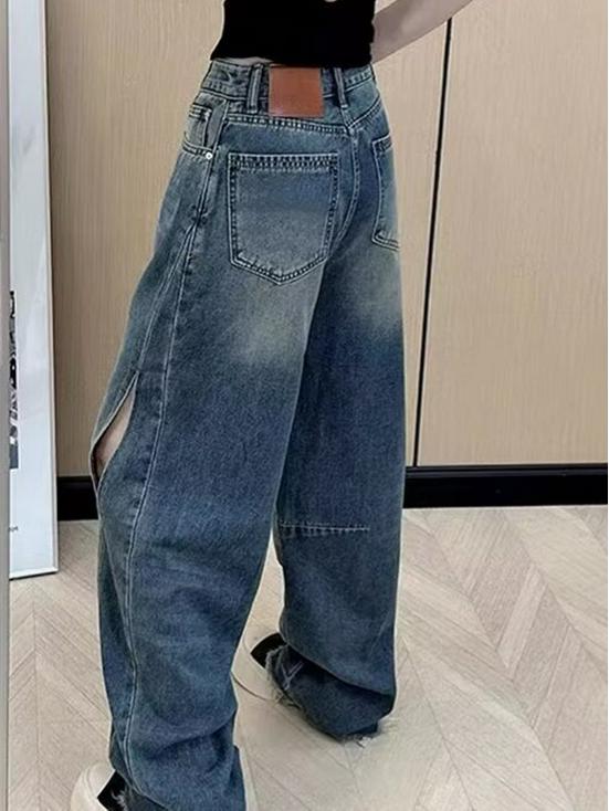 Plus Size Retro High Waist Straight Leg Jeans for Women - Spring/Autumn