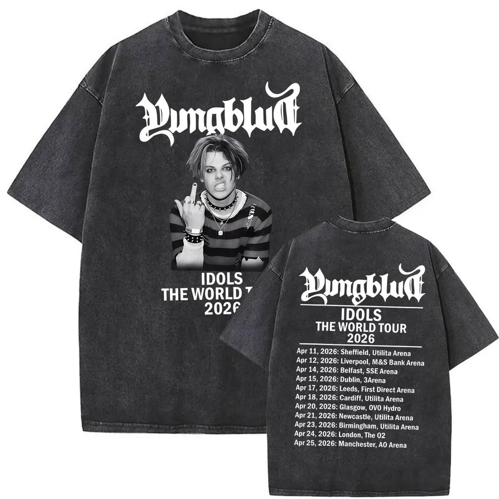 Youngblud Idols The World Tour Tee Shirt Unisexs Women Vintage Washed High Street T Shirt Summer Cotton Comfort Tshirts