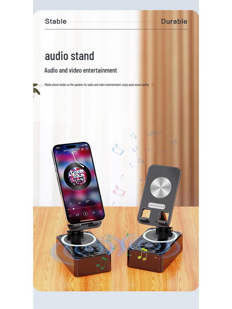 360° Rotating Phone Holder & Bluetooth Speaker - Desktop Stand with High-Quality Sound