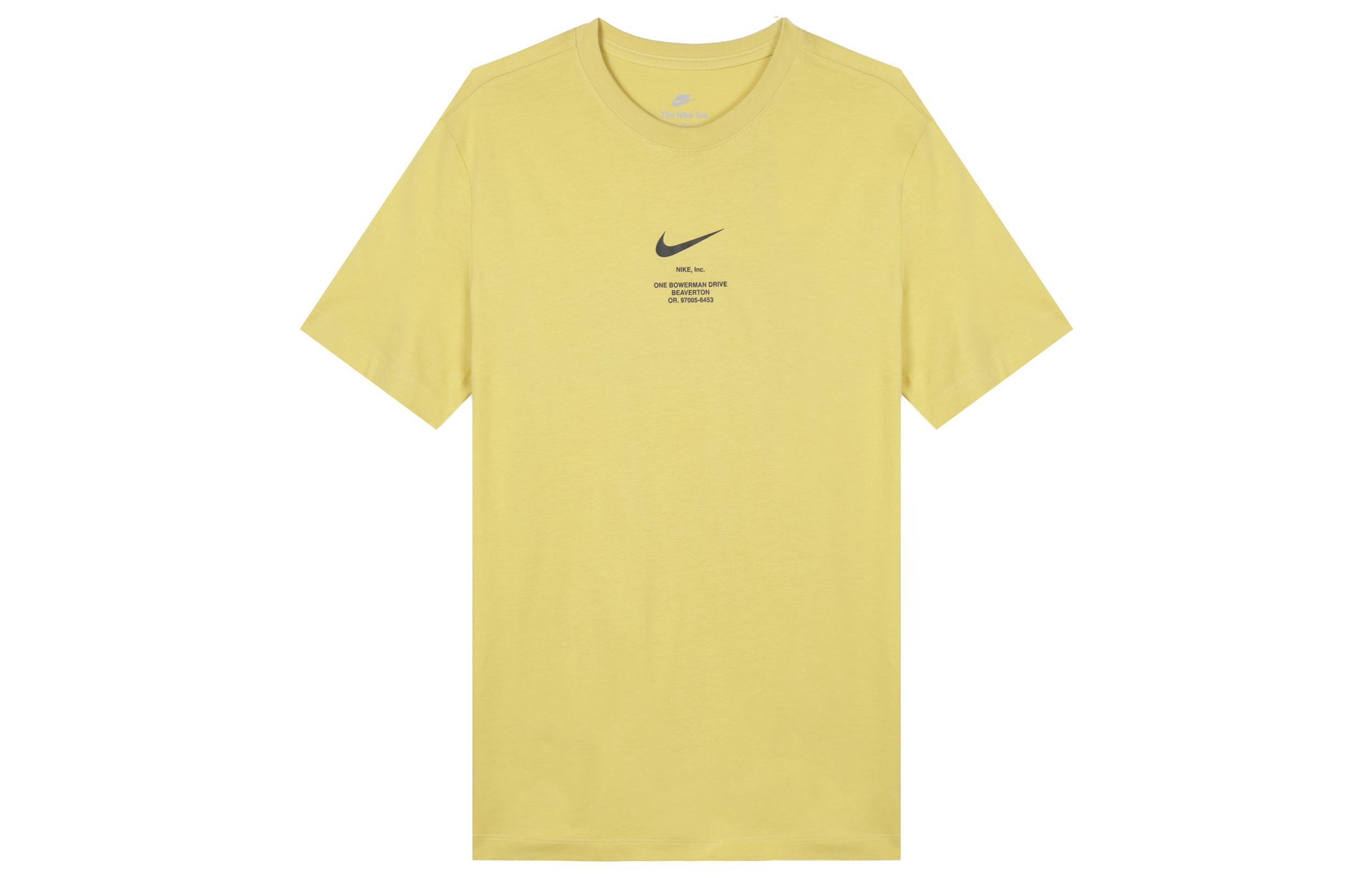 Nike T Shirts Men s Yellow Crew Neck Moderate Straight Fit DZ2882-700 S