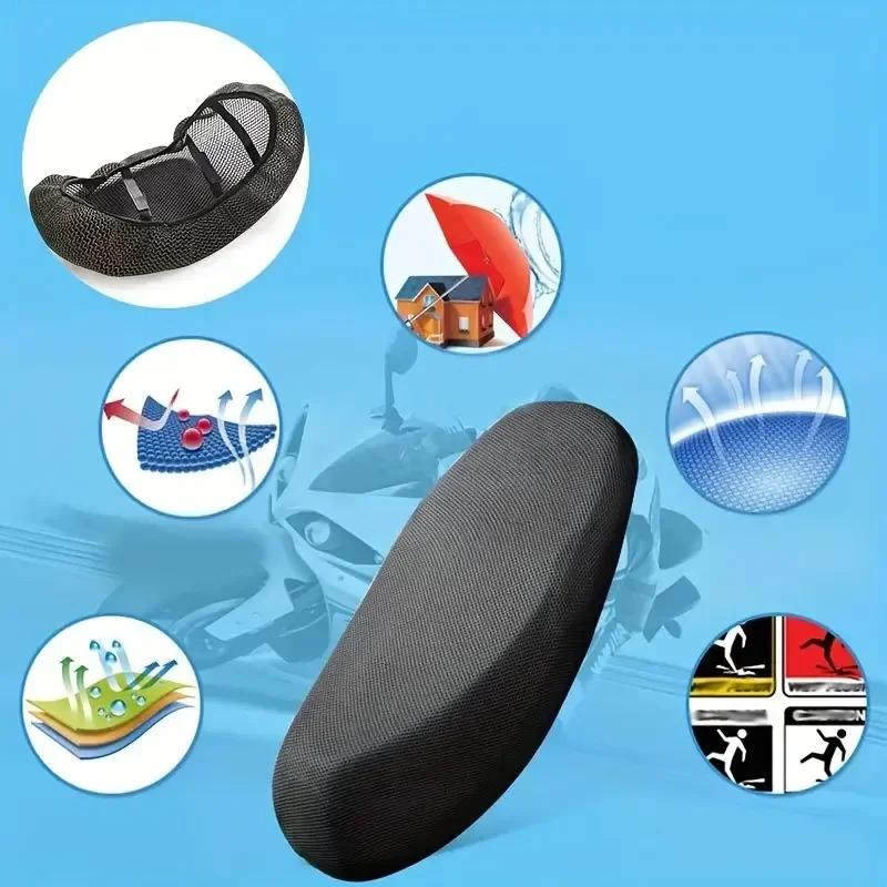 Motorcycle Seat Cover - Thick Breathable Mesh with Sun Protection for Scooters & Motorcycles