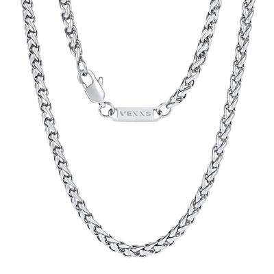 Chain Necklace Gold 18K K18 Stainless Steel Width 3mm 4mm Length 46cm 51cm 56cm 61cm 66cm Men's (4mm-Silver, 61.00)