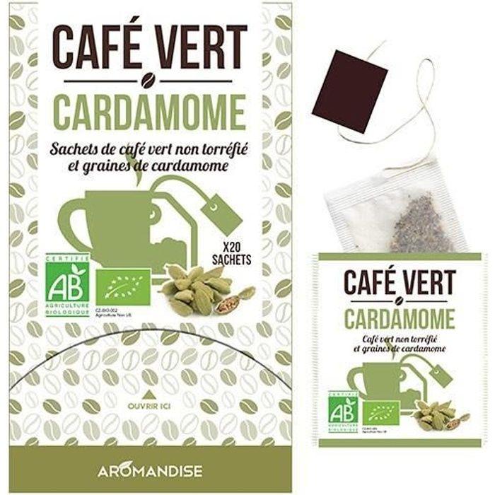 Sacchetti di caffè verde non tostato e semi di cardamomo