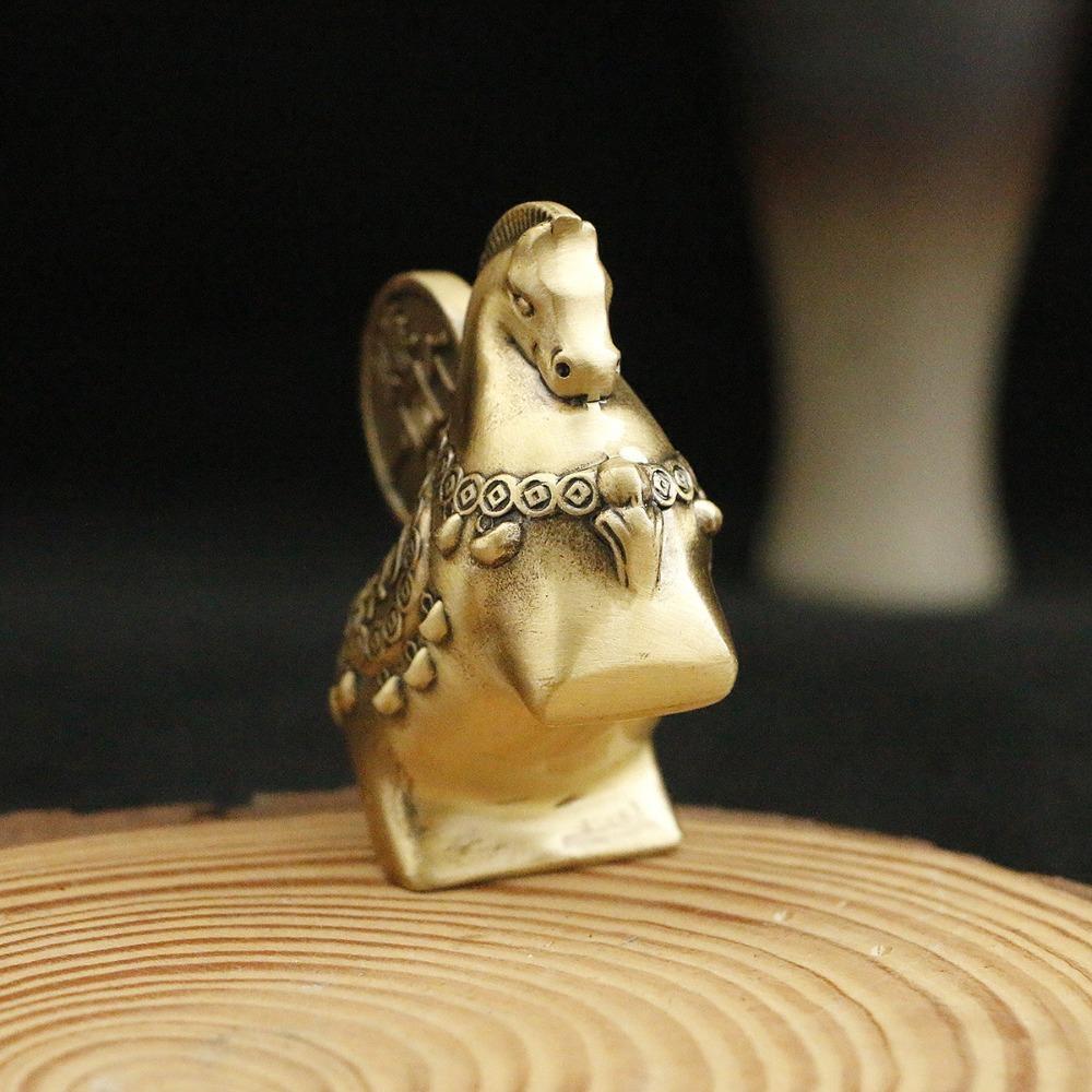 Cute Brass Horse Statue Vintage Style Lucky Horse Figurine Creative Lucky Ornament  Office Decor