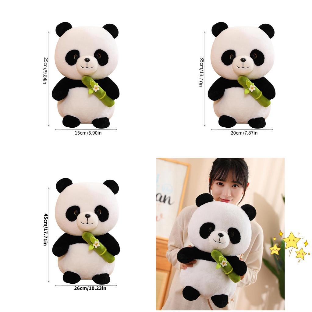 Cute Panda Plush Toy Stuffed Animal Doll Bamboo Shoot Flower Bear Gift For Girls And Kids