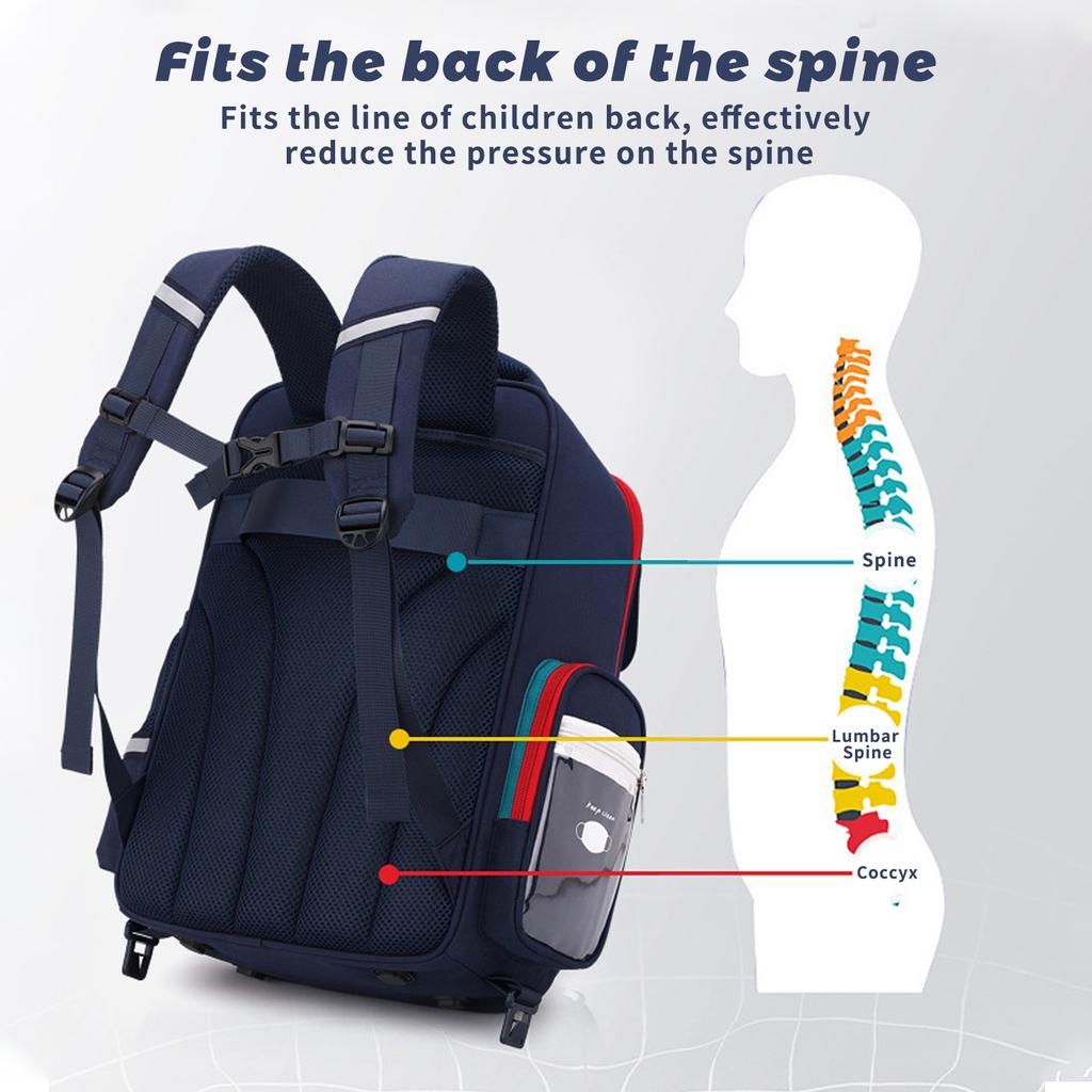 School Bag With Wheels Rolling Backpack for Kids Wheeled School Bag 6 Wheels Trolley Bookbag Carry On Luggage with Lunch Bag