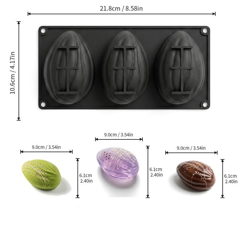 New 3-Cell Almond Design Silicone Chocolate Mold French Mousse Cake Mould Dessert Baking Tools Kitchen Silicone Bakeware