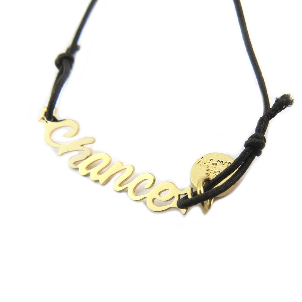 Les Trésors De Lily [P5375] - Black Gold 'Messages' Elastic Bracelet (luck)