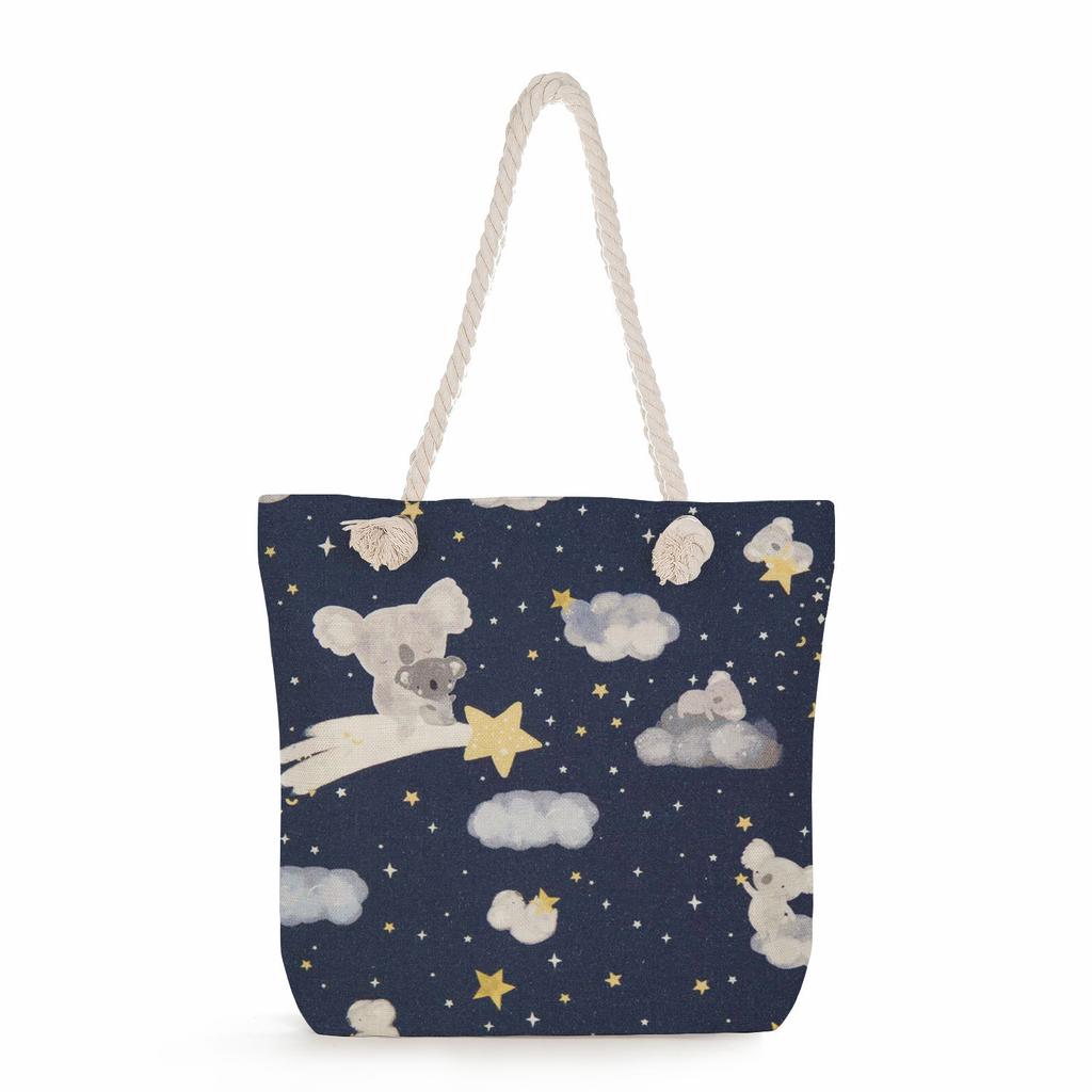 Koala print thick rope single-shoulder beach bag 7265