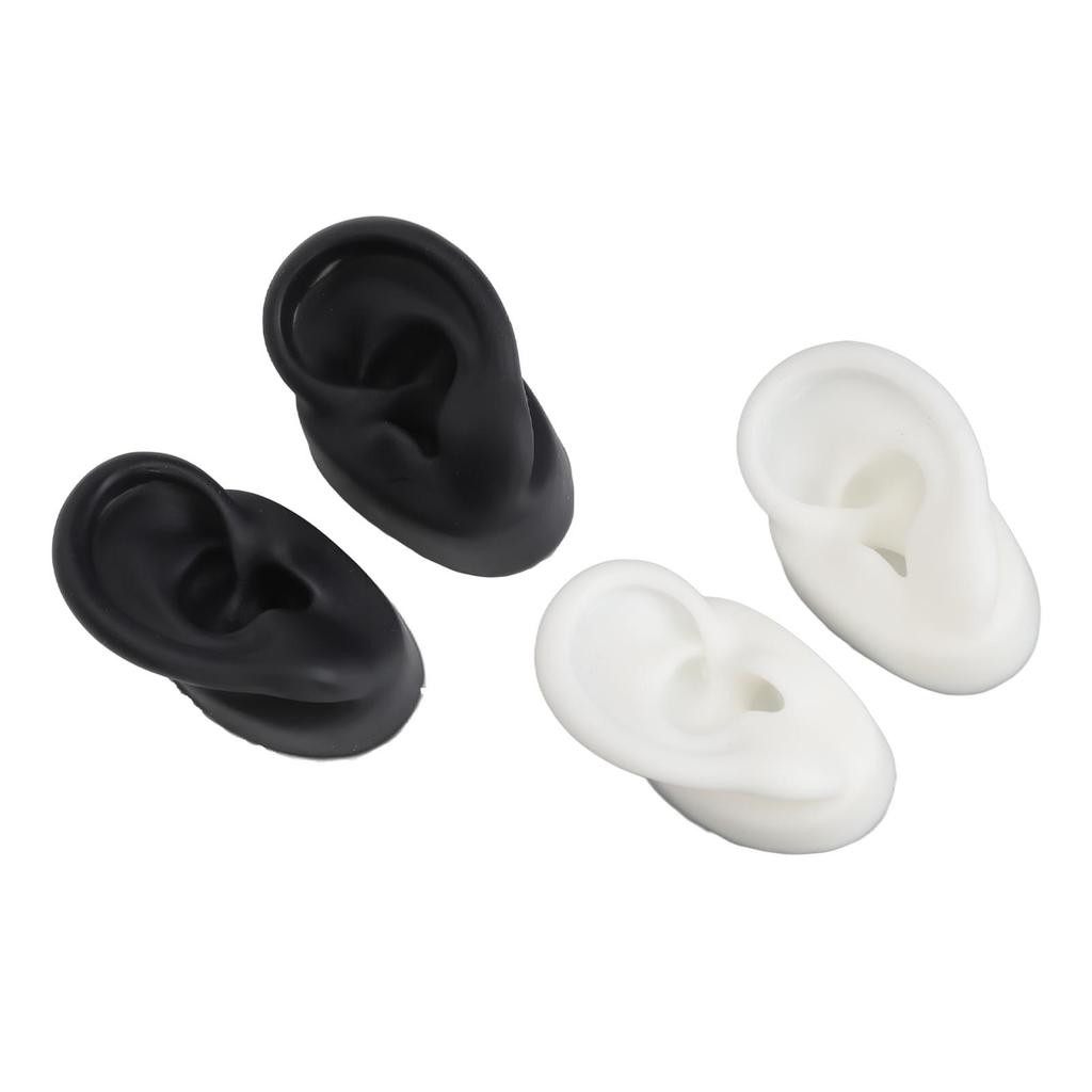 2 Pair 3D Silicone Ear Model Soft Flexible Left Right Ear Simulated Fake Model Practice Tool for