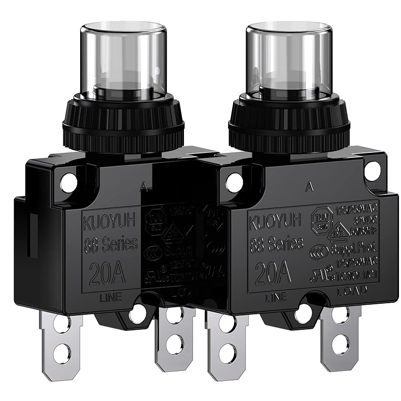 Thermal Overload Circuit Breaker 88 Series 6A 32V DC 125/250VAC 50/60Hz Push Button Circuit Breaker Reset Boot Switch and Waterproof Button