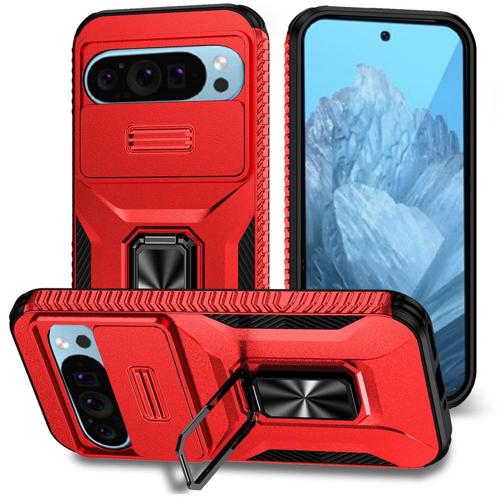 For Google Pixel 9/Pixel 9 Pro Kickstand Case TPU+PC Phone Cover Support Magnetic Car Mount