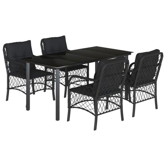 VidaXL Garden Dining Set with Cushions 5 Pcs, Patio Table and Chairs, Outdoor Furniture Terrace, Modern, 3212106