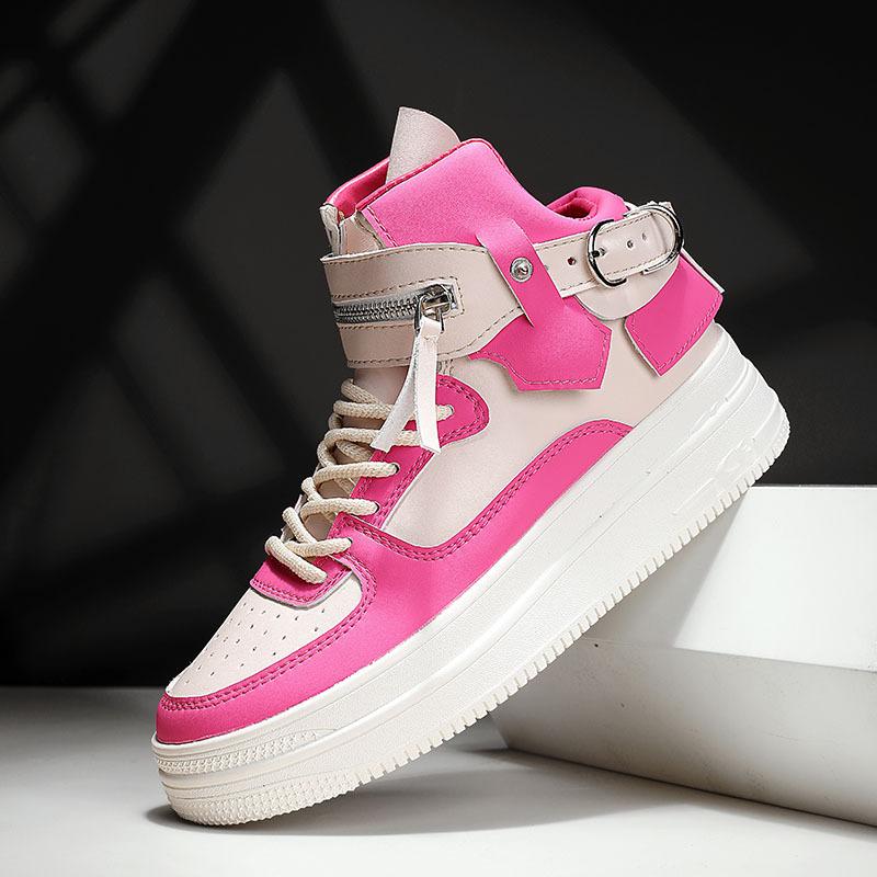 

2025 new high-value fashion trend microfiber leather couple high-top thick-soled breathable sports and leisure men s board shoes 36