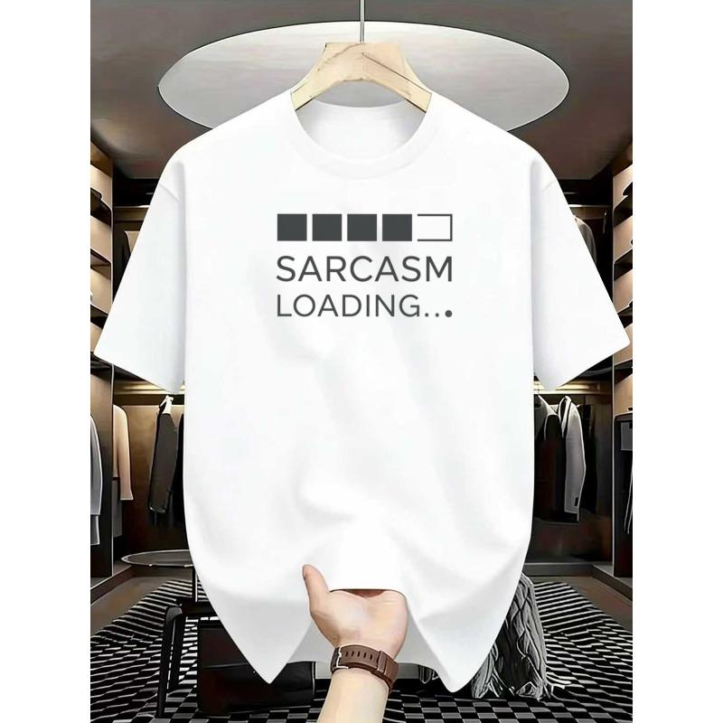European Sizes "Sarcasm Loading..." Men'S T-Shirt | Tech-Style Progress Bar Print Design, Breathable, Summer, Machine-Washable, Regular-Fit