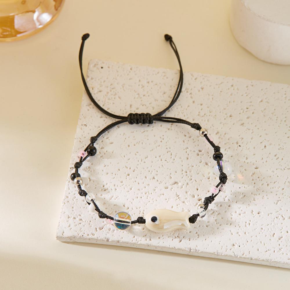 Colorful Ceramic Fish Beaded Bracelet For Women Unisex Handmade Braided Beads Bangle Bohemian Party Friendship Aesthetic Jewelry