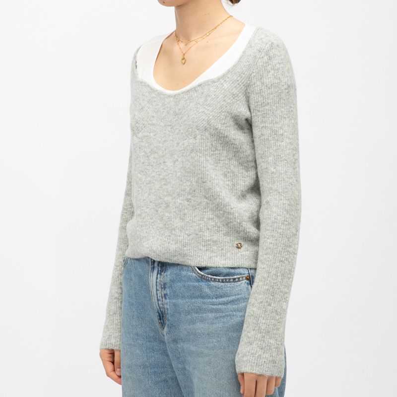 Pull col bateau gris chiné mila Femme LA PETITE ETOILE