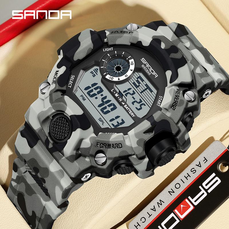 Sanda Multi-functional Outdoor Mountaineering Camouflage Sport Waterproof Alarm Clock Watch