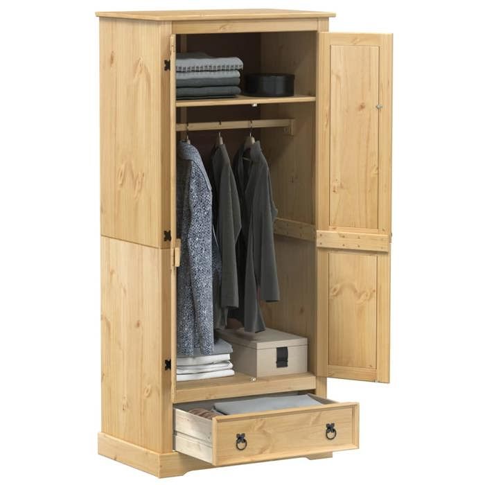 VidaXL Wardrobe Corona 76x50x170 Cm Solid Pine Wood, Storage Cabinet, Wardrobe Organizer, Cabinet, 4002768