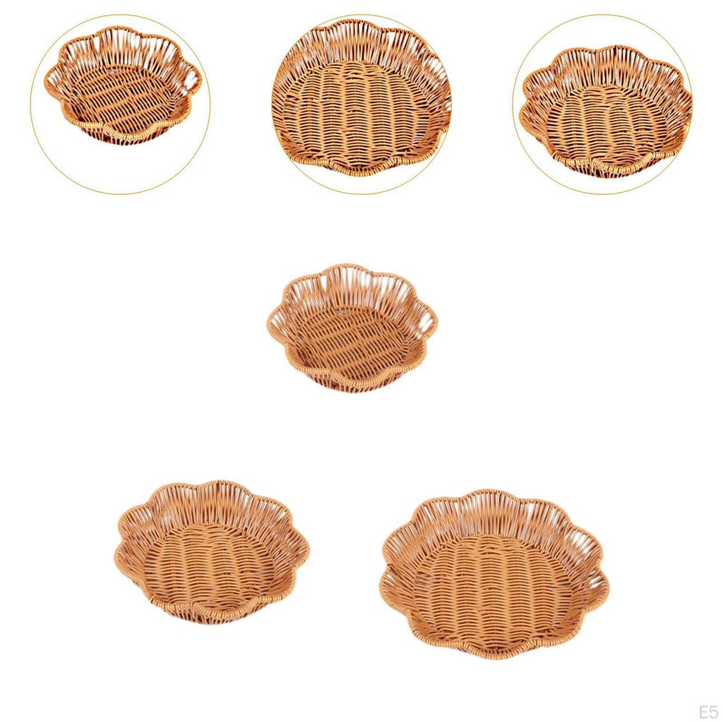 3 Pieces Imitation Rattan Basket Snack Storage Multifuctional Bin Organizer Food Serving Holder
