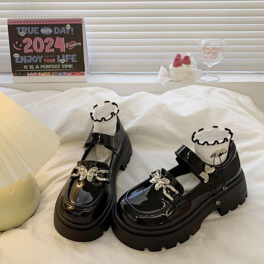 Autumn and Spring New British Princess Thick-soled Fashionable Shoes for Girls Black Mary Jane Shoes for Children