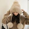 New Winter Warm Mink Hair Woven Fox Hair Ear Protection Fur Hat Female Cute Real Hair Ball Snow Hat