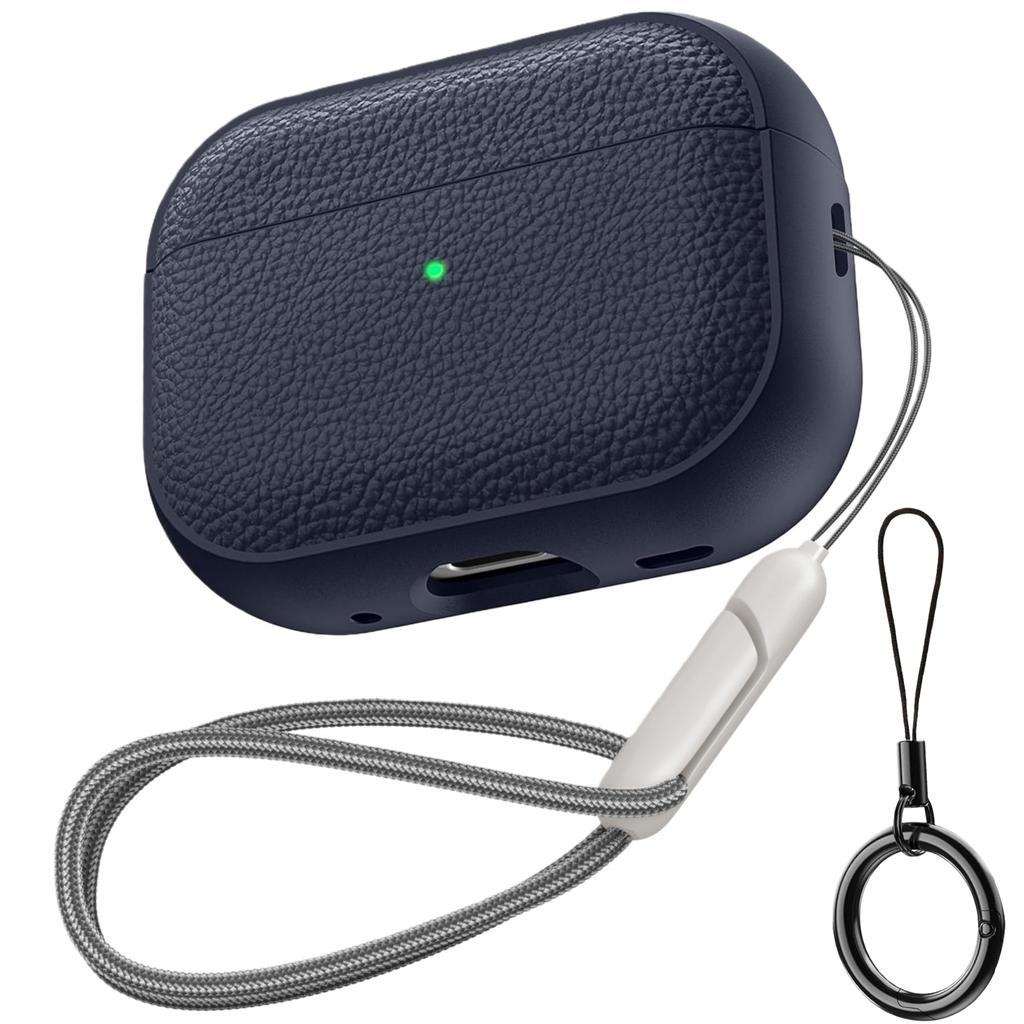 Für AirPods Pro 3/Pro2/Pro Kopfhörerhülle Leder-Textur TPU Schutzhülle mit Lanyard für AirPods 4. Generation