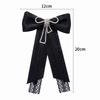 Koreanische Damen Spitzen Fliege Brosche Schwarze Kamelienblüte Perle Hemdkragen Nadeln Schleife Band Hochzeitsparty Krawatte