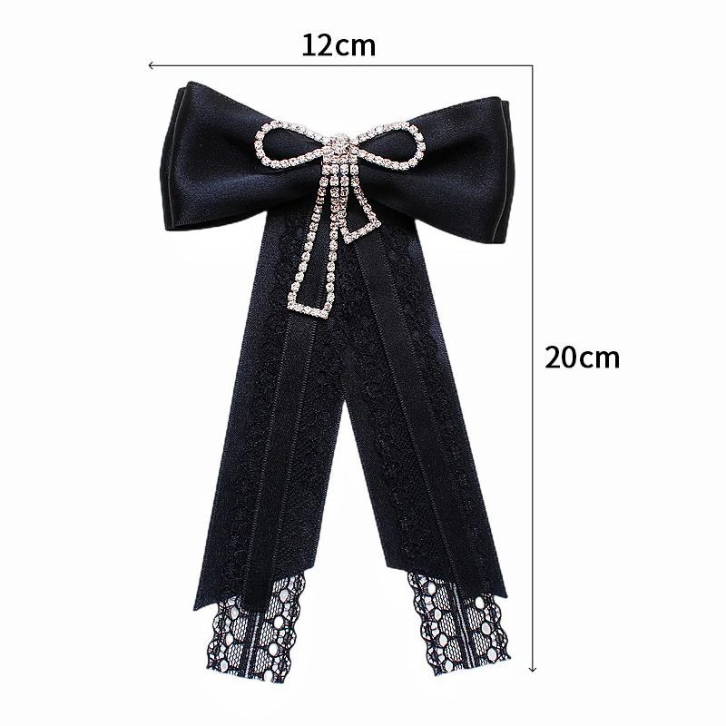 Koreanische Damen Spitzen Fliege Brosche Schwarze Kamelienblüte Perle Hemdkragen Nadeln Schleife Band Hochzeitsparty Krawatte