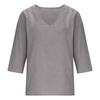 Donna Nuova Primavera Estate Cotone Slub Manica 3/4 Scollo a V Top, Blusa Casual Moda Larga