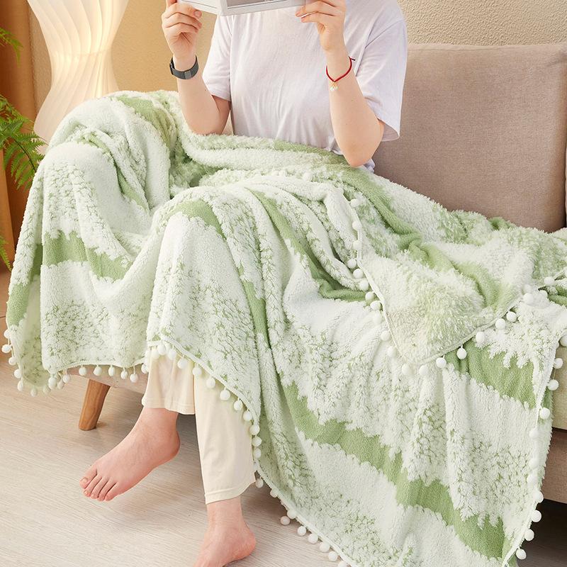 Light Luxury Blanket Double-Sided Striped Jacquard Blanket Throw Blanket Casual Small Blanket Sofa Blanket