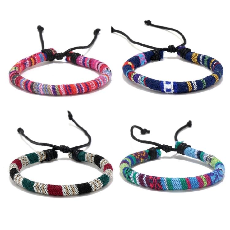 Unique Patterns Woven Wristband Trendy Multicolor Bracelet Colorful Handcrafted Jewelry for Music Festivals and Holidays