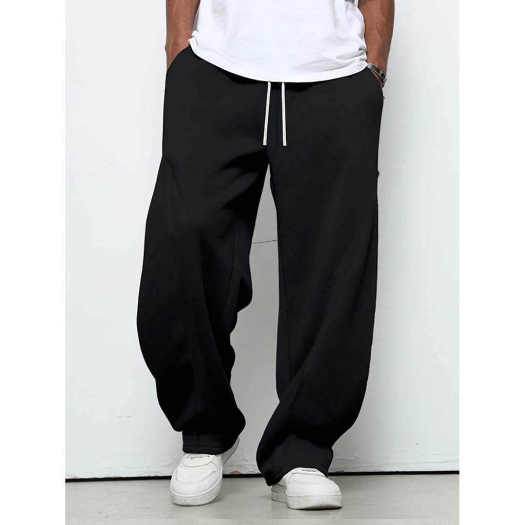 Mens Color Solid Seasons Four Drawstring Casual Pants Loose Wide Leg Pocket Sports Pants Suitable For Outdoor Vacation Commuting Comfortable