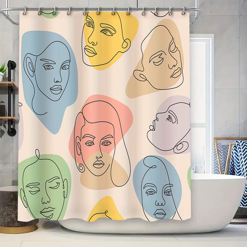 

Creative Abstract Face Print Shower Curtain Fashion Colors Wall Art Decor Modern Home Bathroom Accessories Size: 72 X 72 Inches W60H190(CM)-1 Pcs