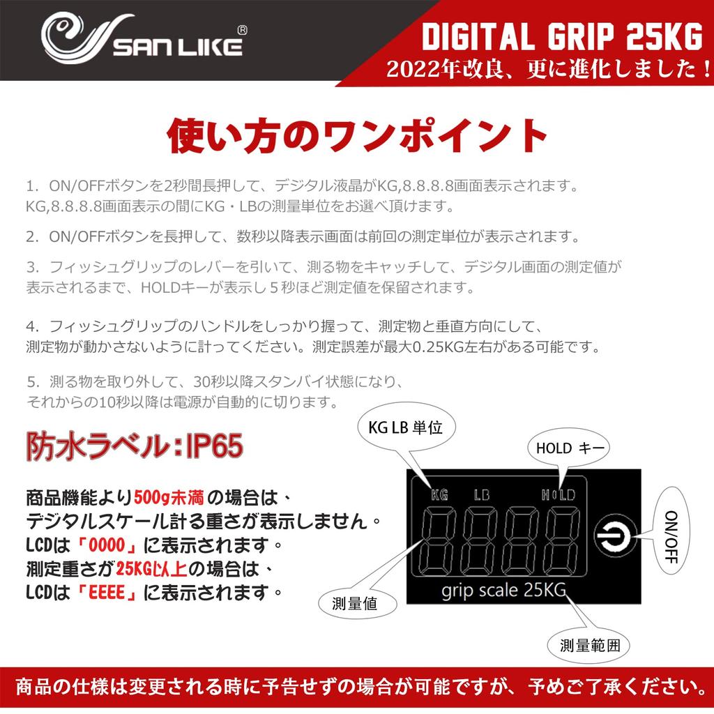 SANLIKE Digital Fish Grip, Digital Weighing Scale Fishing Gripper, Suitable for Large Fish, Max 25kg