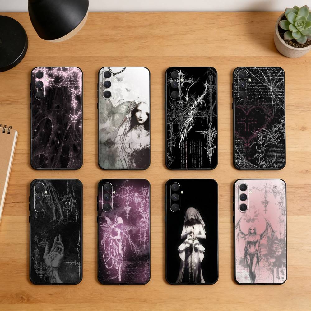 Gothic Coquette Cyber Sigilism Phone Case For Samsung S26,S25,S24,S23,S22,S21,Ultra,Plus,FE Black Soft Cover