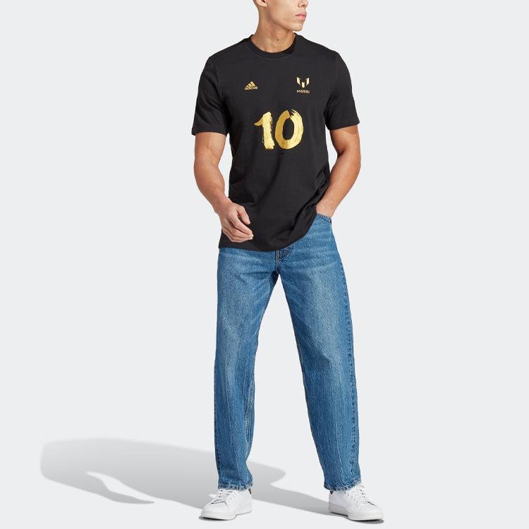 Adidas Messi Fußball CNY Grafik T-Shirt Herren Tops Schwarz HY1013