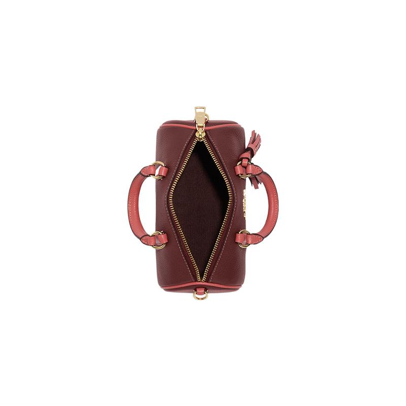 COACH Lacey 19 top zipper closure cow leather barrel bag hand shoulder crossbody bag small size women's burgundy