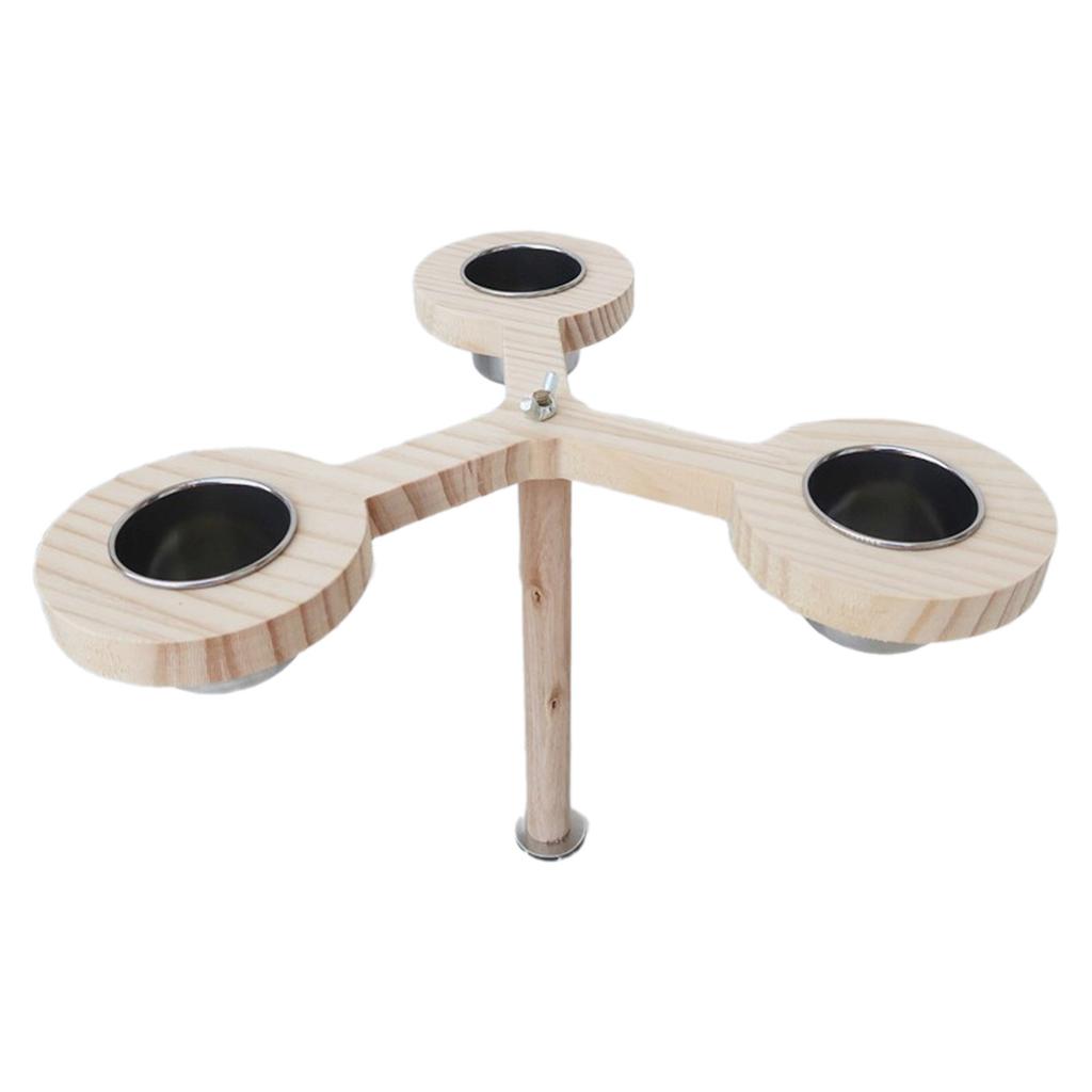 Parrots Feeder Perch with Dish Cup Screw Bird Perch Stand Cockatiel Feeder Birdcage Perches Climbing Toy for Budgies
