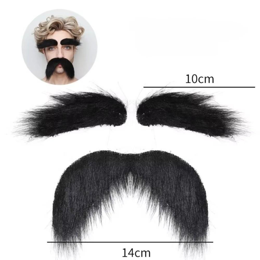 Self-Adhesive Fake Beard Set Hairy Facial Hair Props Novelty Eyebrow Mustache Set  Christmas Party