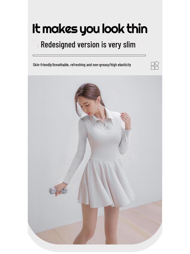 Women's 2025 Autumn High-End Sports Polo Dress: Badminton, Tennis, Golf Casual Skirt