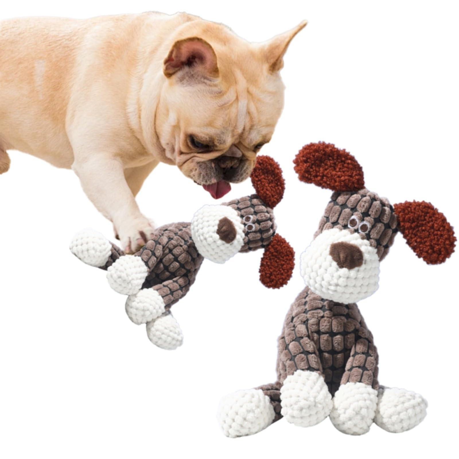 

Неразрушимые игрушки для собак, интерактивные игрушки для собак, жевательные игрушки, неразрушимые пищащие игрушки для собак, мягкие плюшевые игрушки для игр и дрессировки One Size коричневый