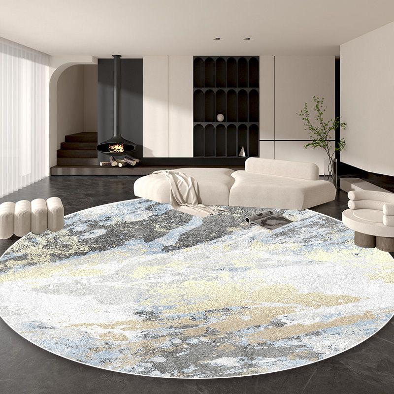 Nordic Luxury Gold Round Carpet Decoration Living Room Abstract Large Area Rugs Bedroom Bedside Non-slip Soft Floor Mat Washable