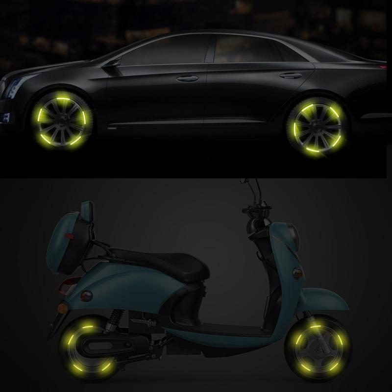 20Pcs Auto Motorcycle Bicycle Car Wheel Hub Reflective Sticker Luminous Stripes Tire Rim Reflective Sticker Night Safety Tape