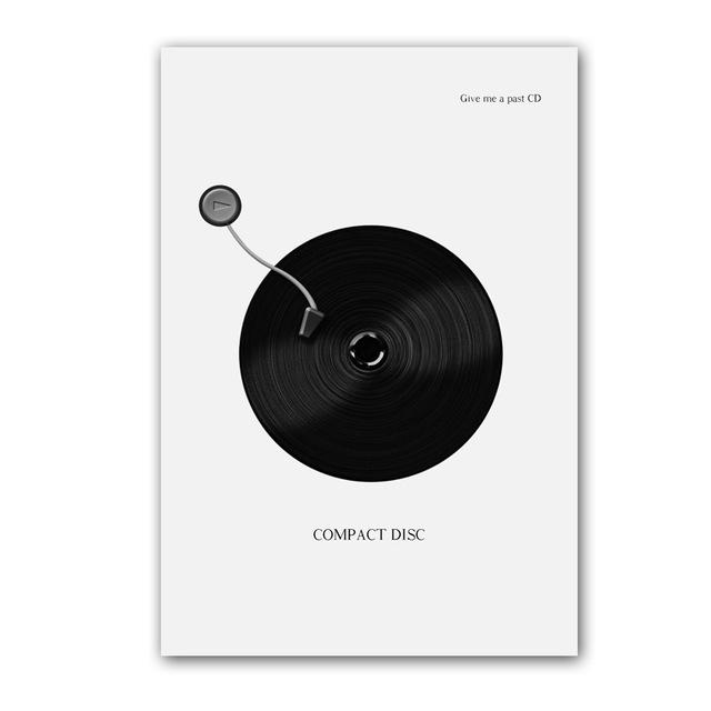 Poster e Stampe di Dischi di Pianoforte in Bianco e Nero Note Musicali Arte da Parete Dipinto su Tela Immagini Nordiche per Decorazione Casa Cuadros