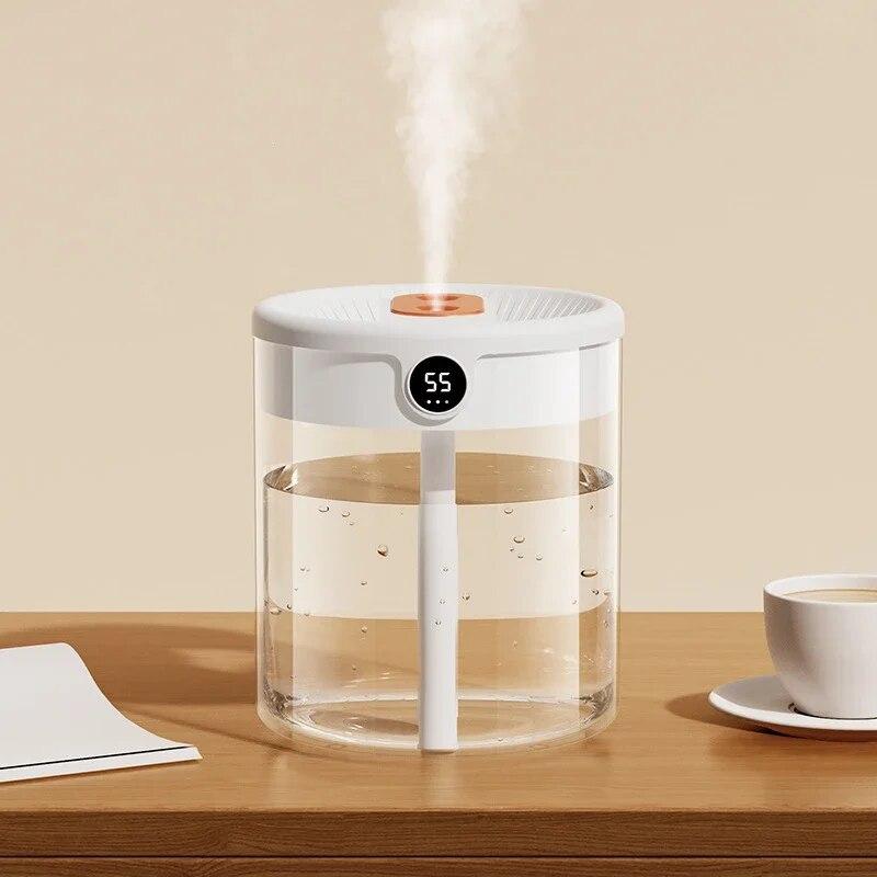2L Double Nozzle Air Humidifier with LCD Humidity Display Large Capacity Aroma Essential Oil Diffuser for Bedroom