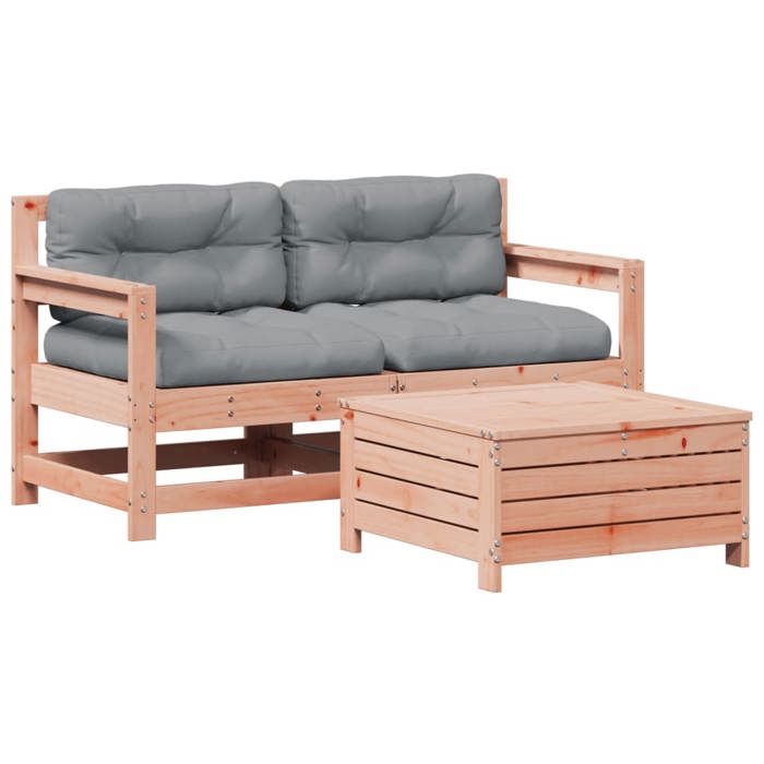 VidaXL Salon de Jardin avec Coussins 3 pcs, Canapés de Terrasse, Ensemble de Meubles de Patio, Mobilier d'Extérieur, Bois 3250766