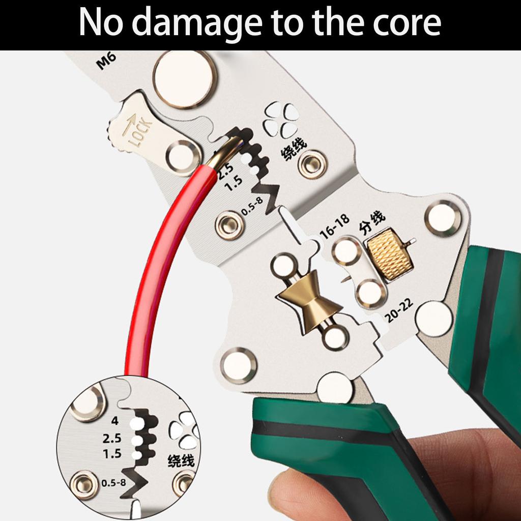 Multifunctional Folding Wire Stripper & Cutter Cable Stripping Tool Plastic & Metal for Electricians & DIY Enthusiasts