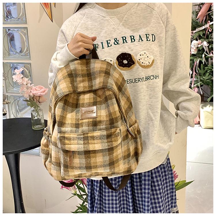 Autumn/Winter 2025 Dachshund Plaid Backpack for Middle & High School & College Students